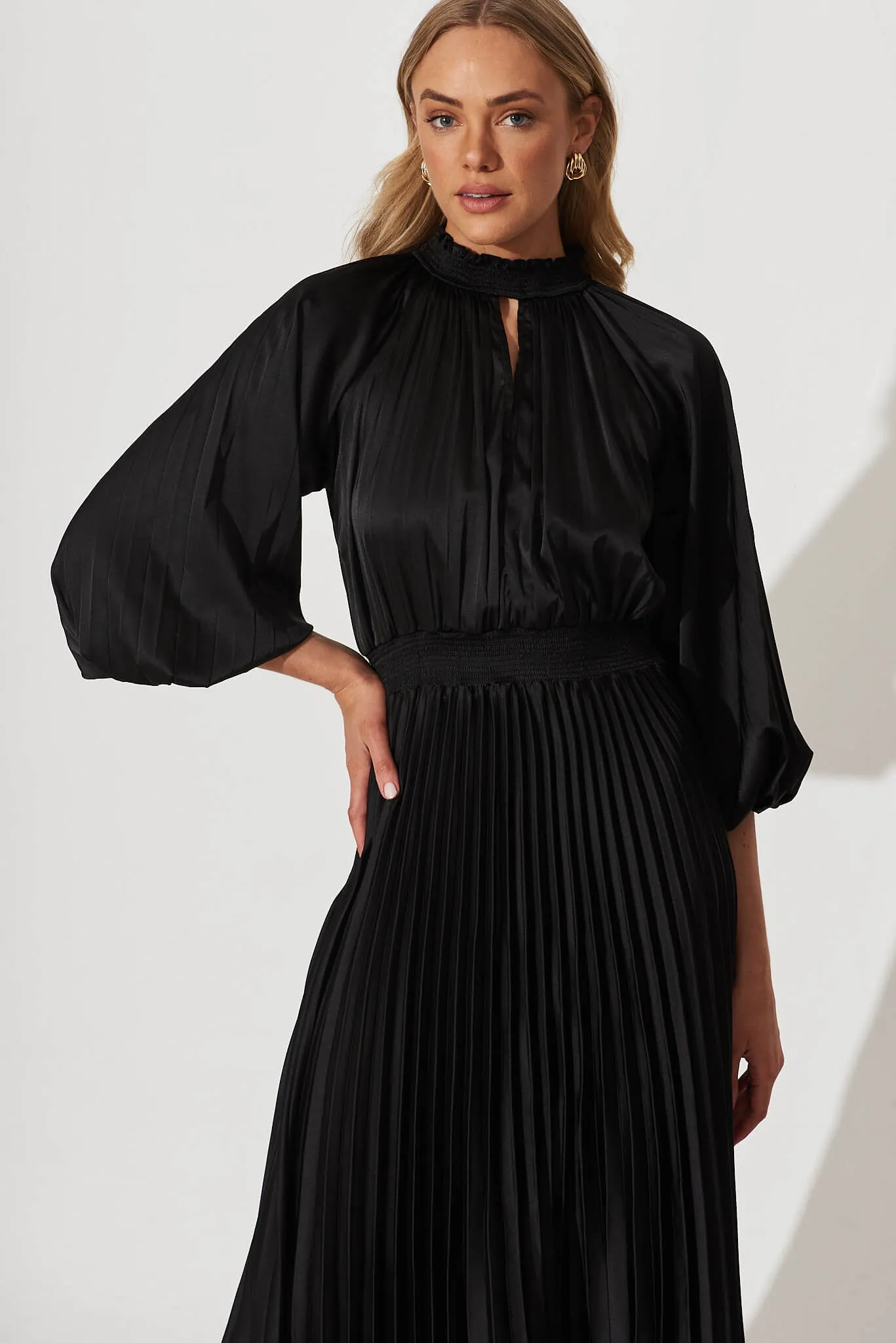 Nala Midi Dress In Black Satin sold by St Frock product image thumbnail 2