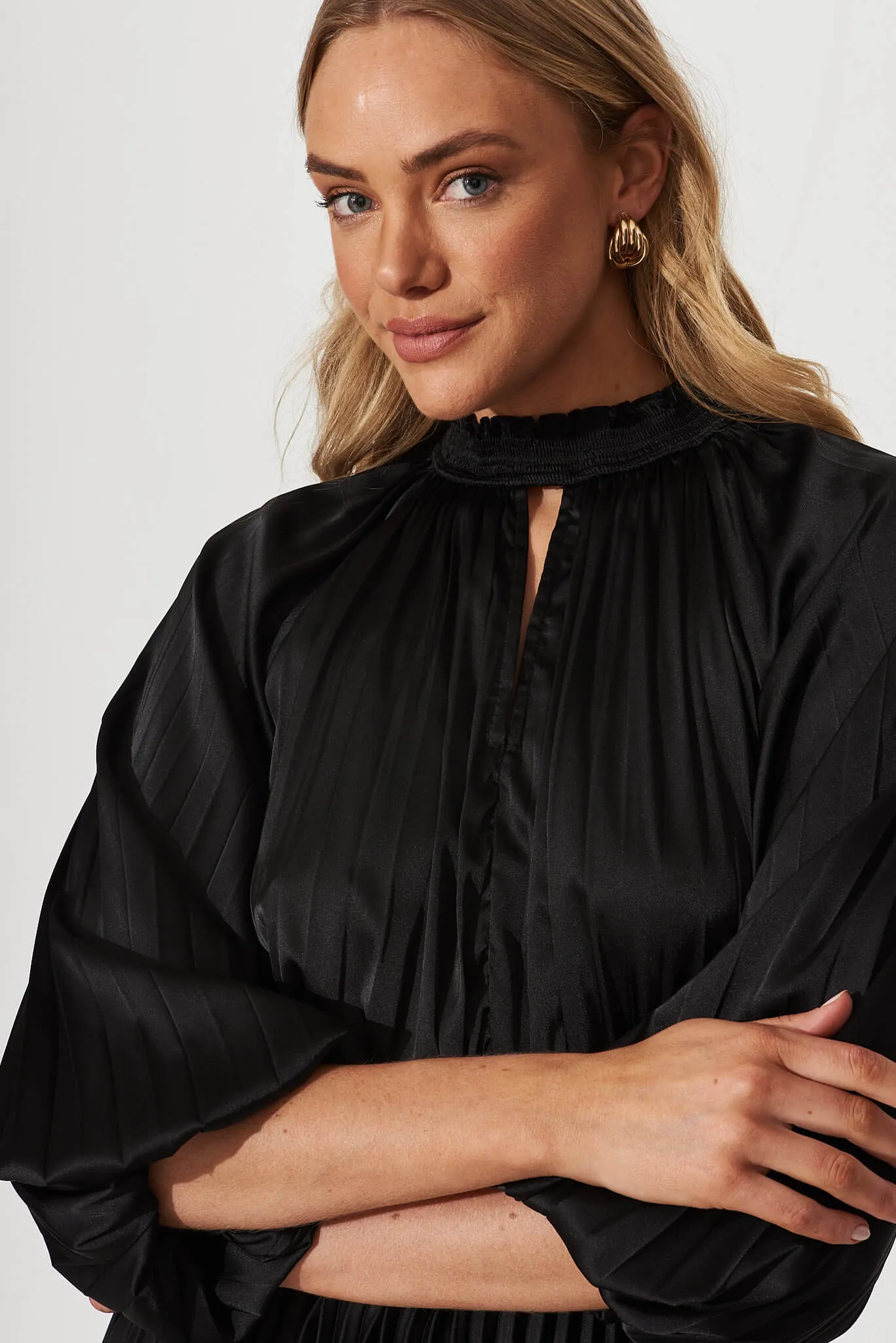 Nala Midi Dress In Black Satin sold by St Frock product image thumbnail 5