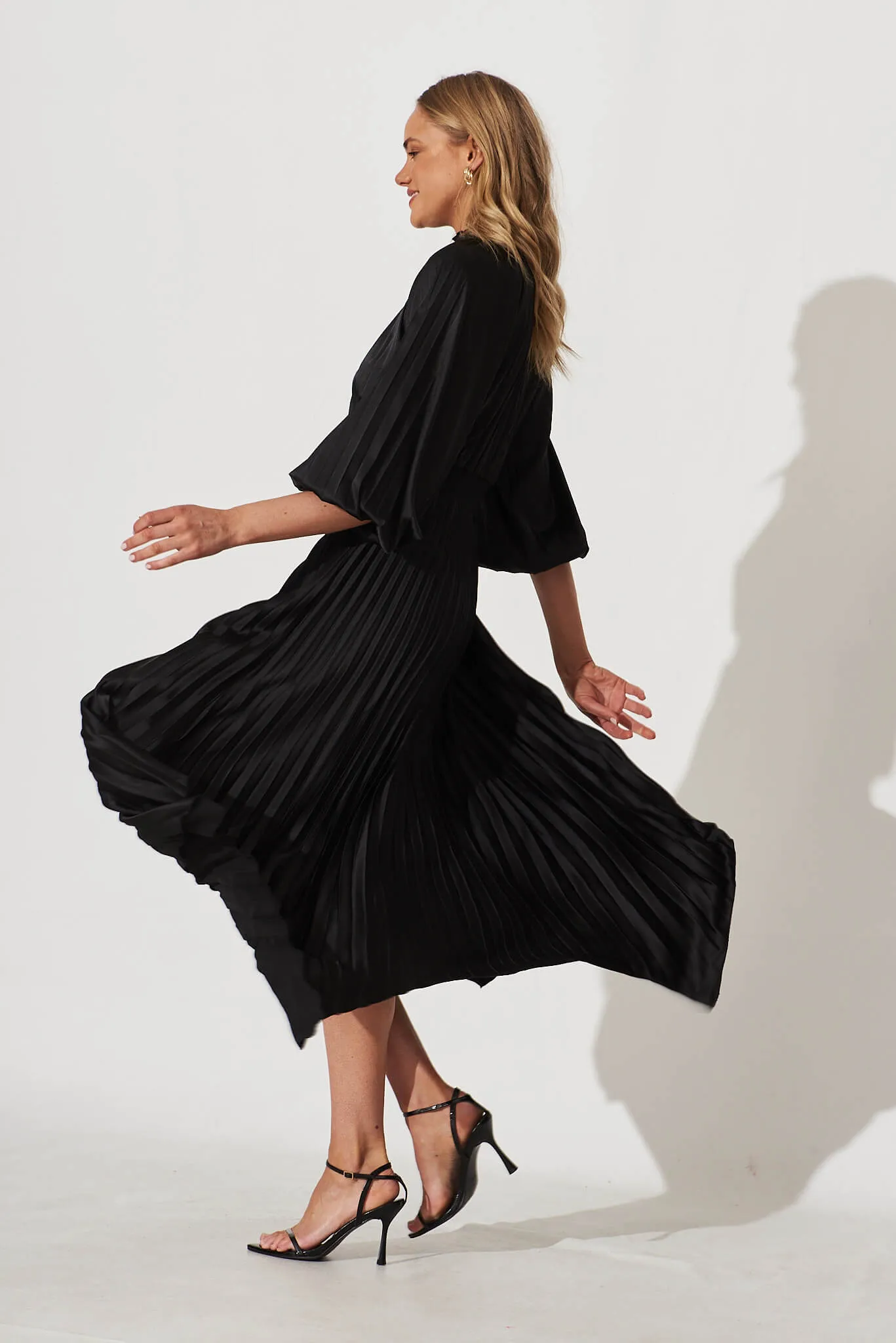 Nala Midi Dress In Black Satin sold by St Frock product image thumbnail 3