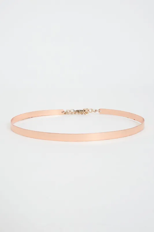 August + Delilah Allure Skinny Belt In Rose Gold sold by St Frock