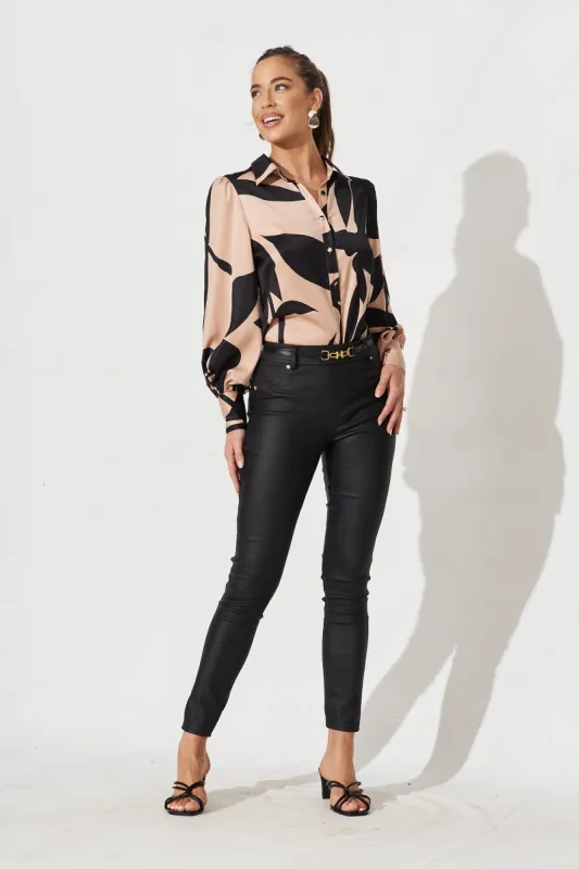 Callia Shirt In Brown With Black Print sold by St Frock