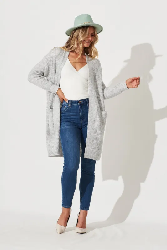 Zayla Knit Cardigan In Grey Wool Blend sold by St Frock