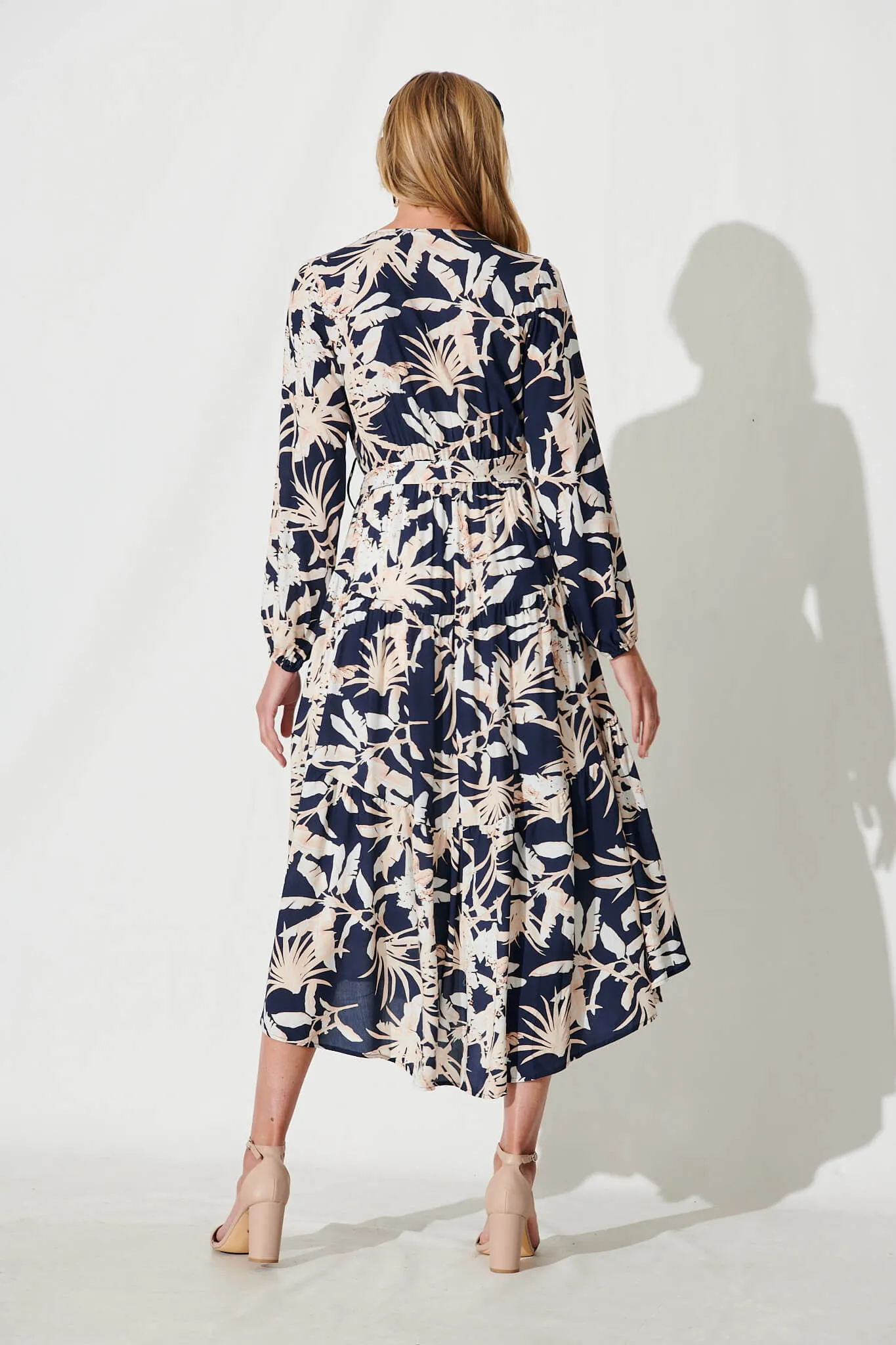 Bridie Maxi Dress In Navy Leaf Print sold by St Frock product image thumbnail 4
