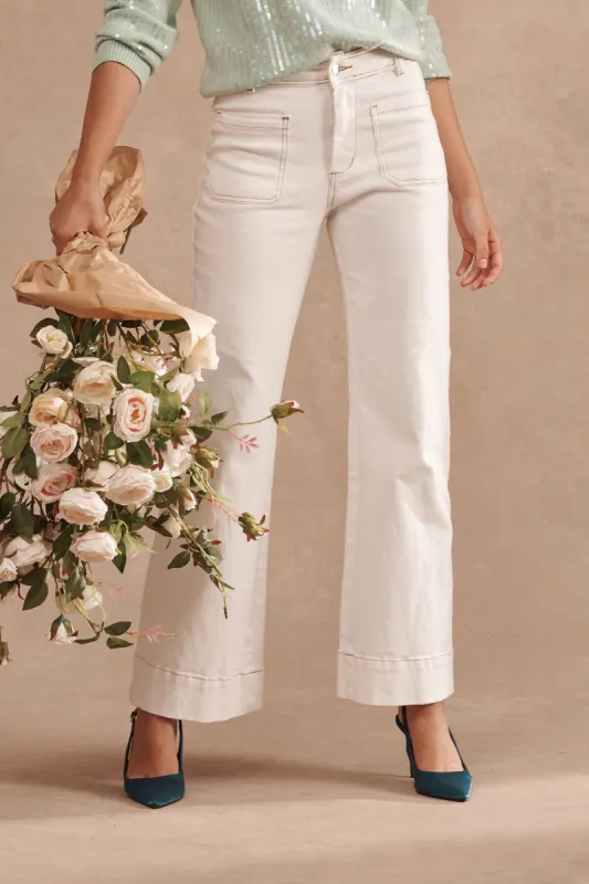 Juanita High Rise Wide Leg Jean In White Denim sold by St Frock