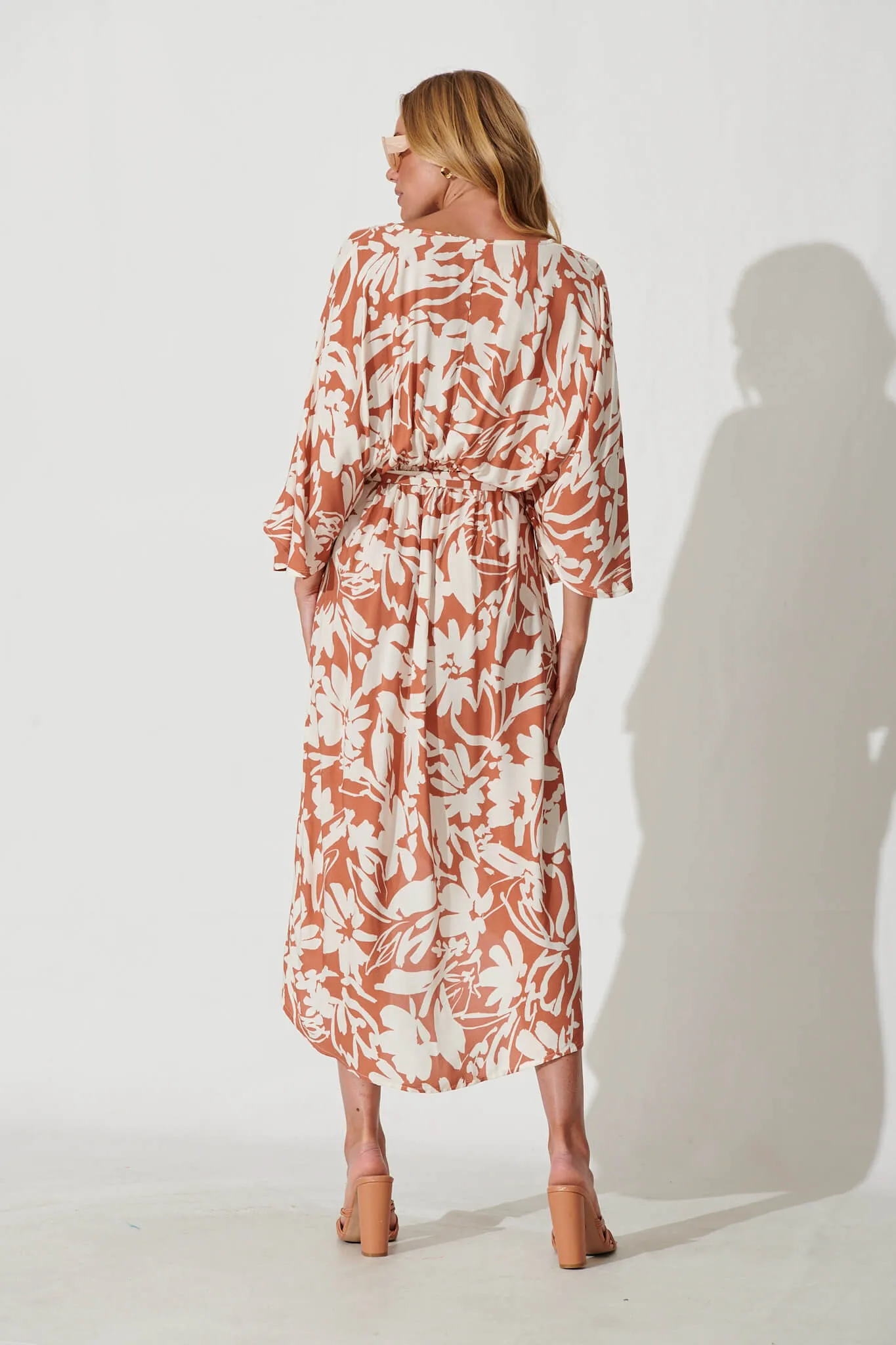 Francis Maxi Dress In Brown With Cream Floral Print sold by St Frock product image thumbnail 4