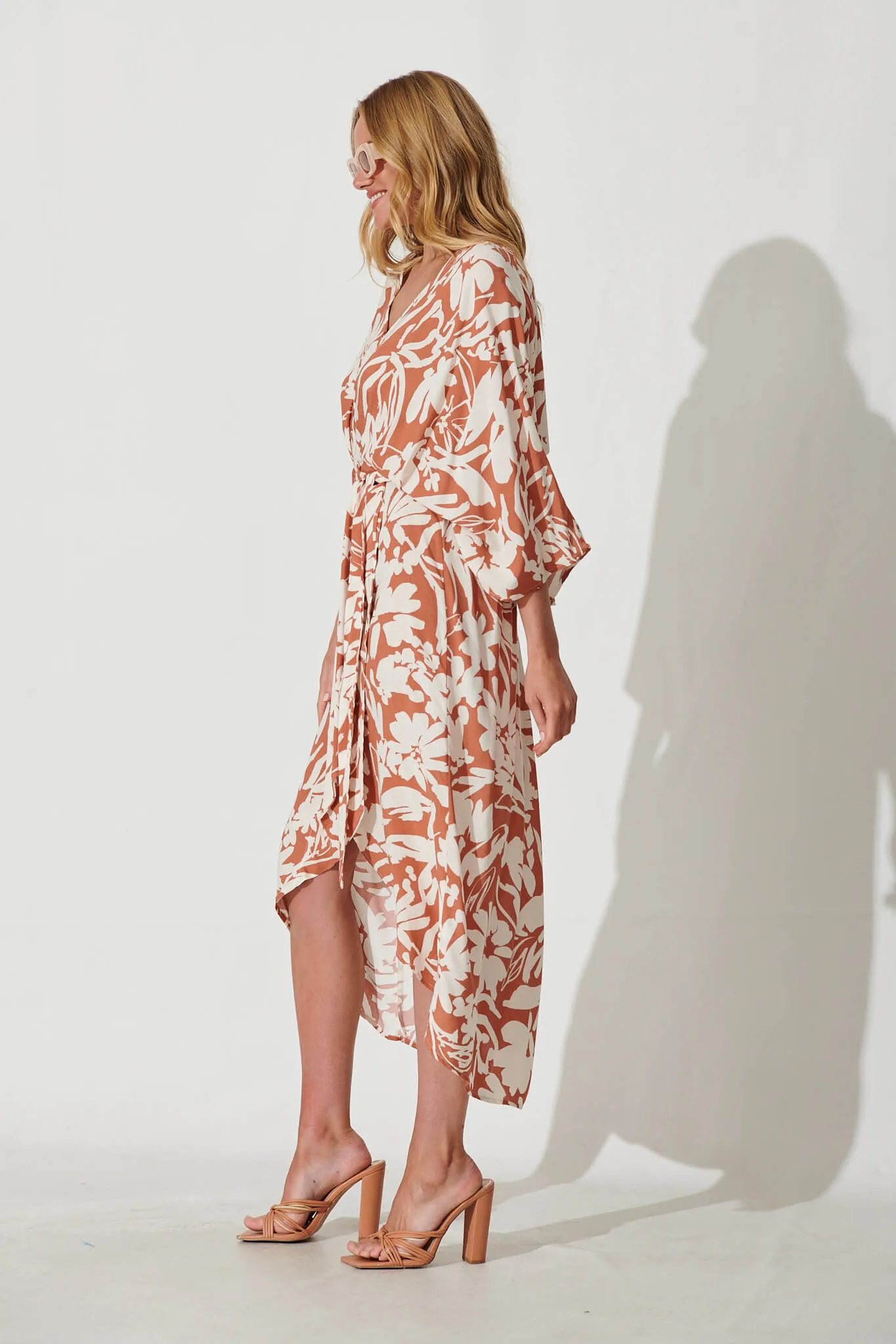 Francis Maxi Dress In Brown With Cream Floral Print sold by St Frock product image thumbnail 3