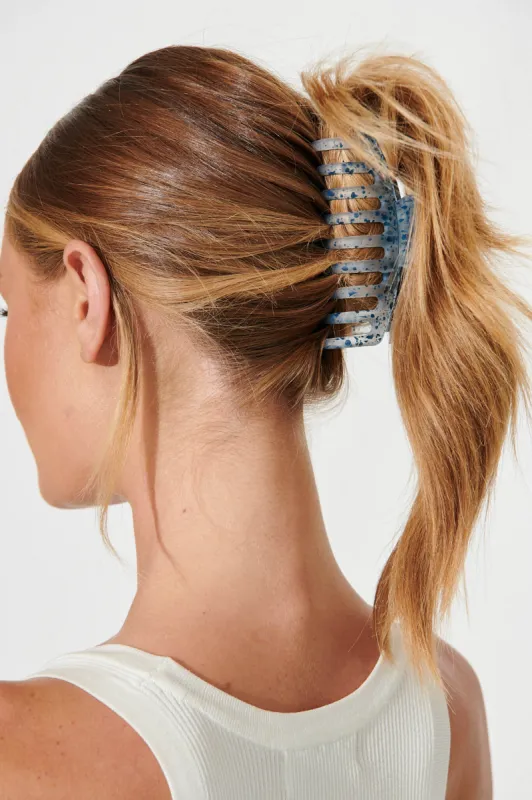 Tales Hair Claw In Blue Speckle sold by St Frock