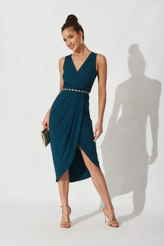 Amanda Midi Dress In Emerald Green sold by St Frock