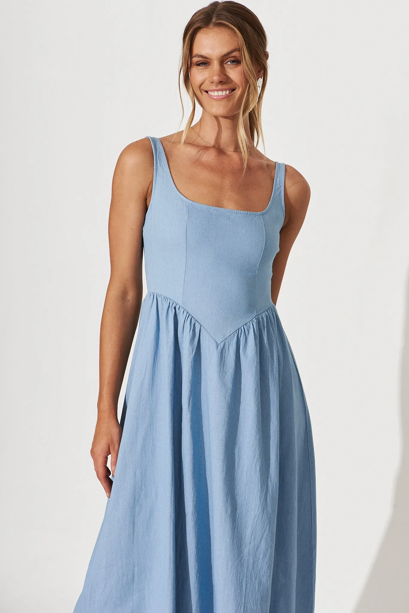 My All Maxi Dress In Light Blue Denim Cotton Blend sold by St Frock product image thumbnail 2