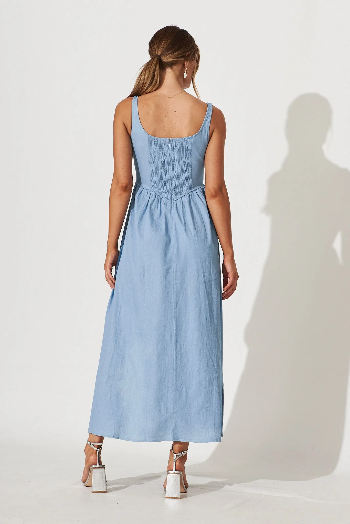 My All Maxi Dress In Light Blue Denim Cotton Blend sold by St Frock product image thumbnail 4