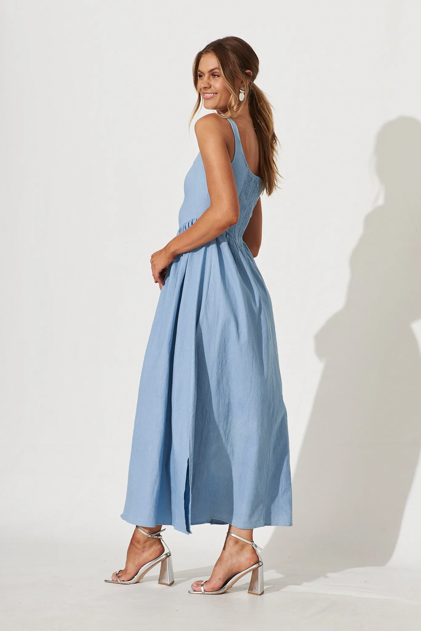 My All Maxi Dress In Light Blue Denim Cotton Blend sold by St Frock product image thumbnail 3