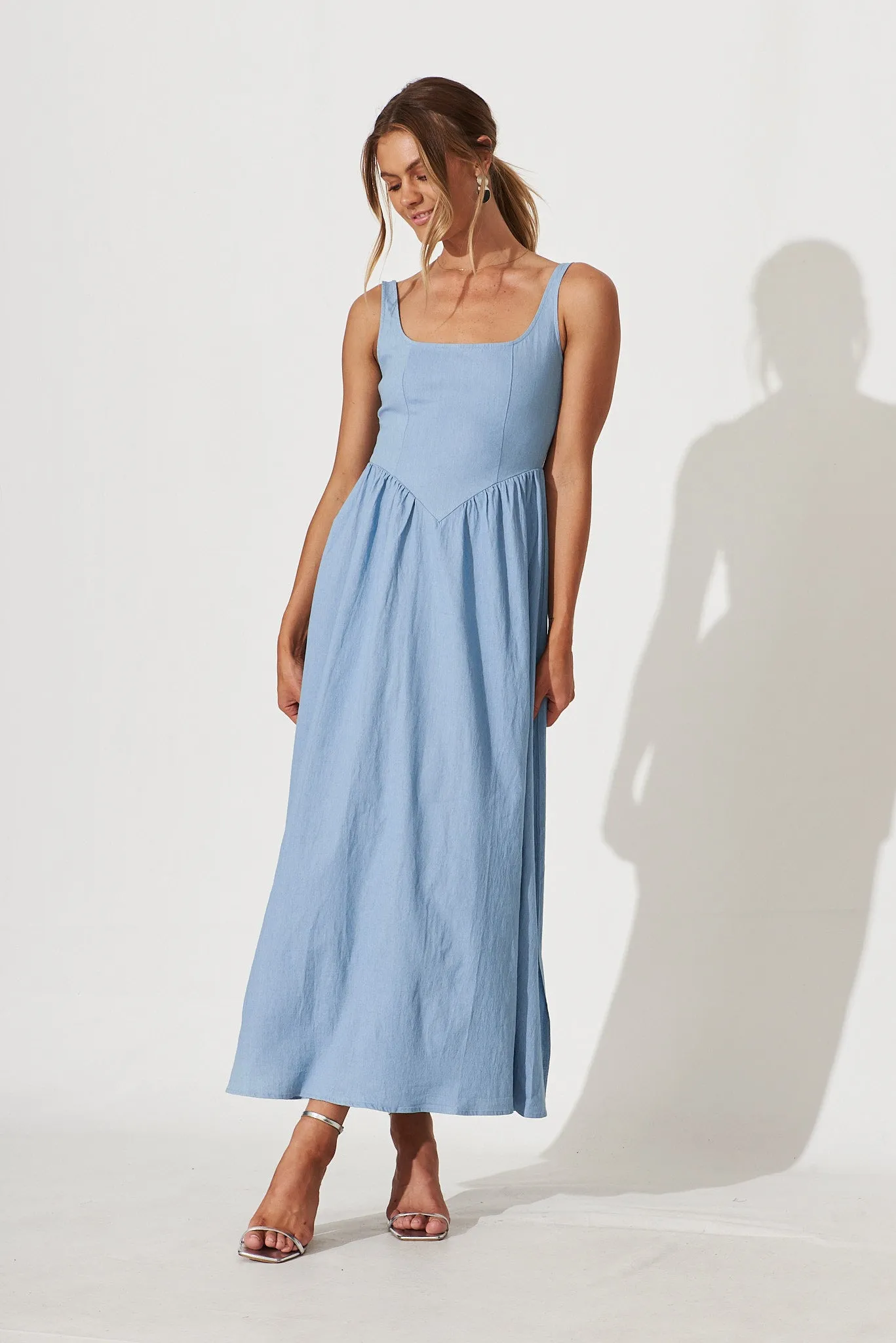 My All Maxi Dress In Light Blue Denim Cotton Blend sold by St Frock product image thumbnail 5