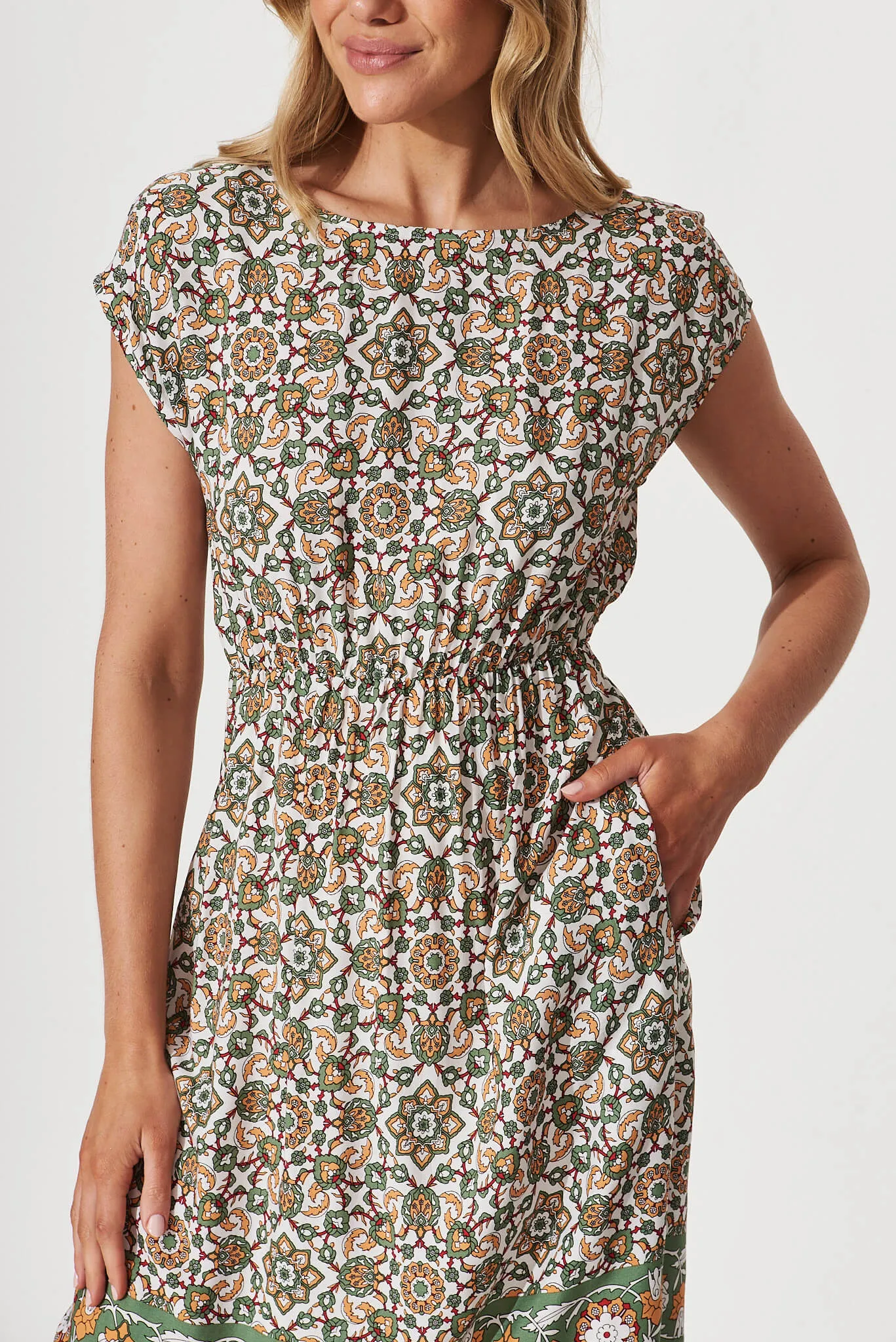 Darcy Dress In Khaki Border Print sold by St Frock product image thumbnail 5