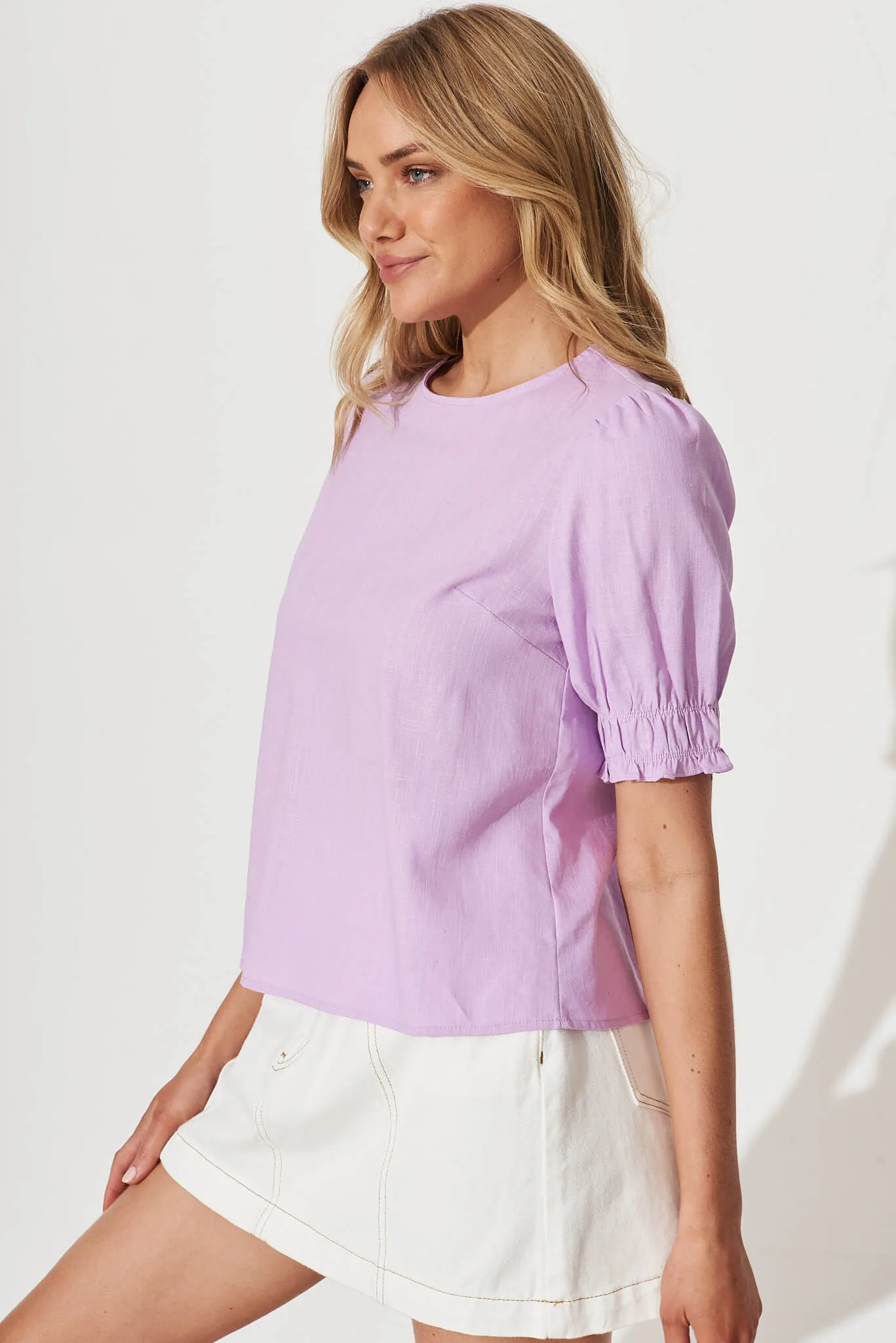 Melanie Top In Lilac Linen Blend sold by St Frock product image thumbnail 2
