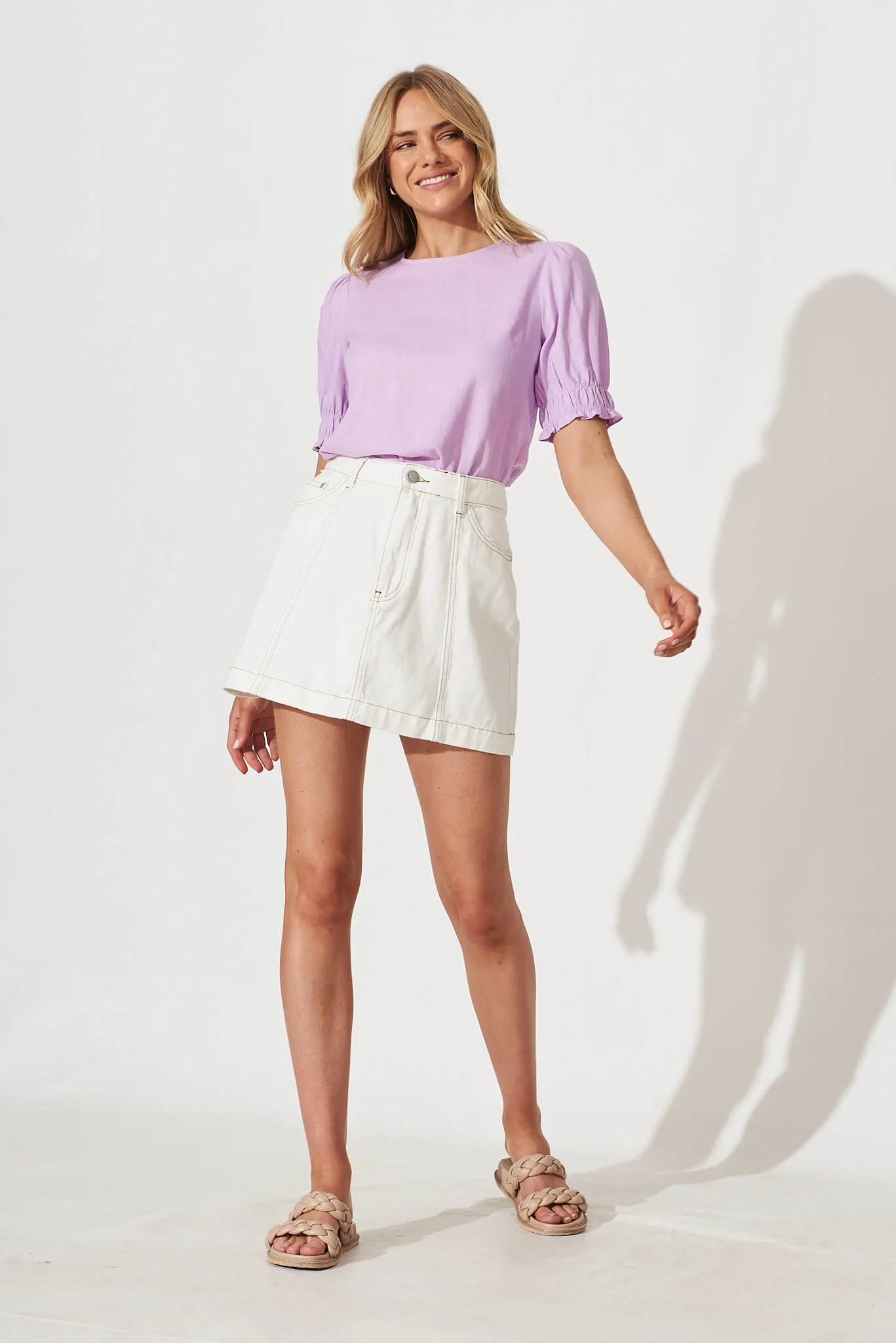 Melanie Top In Lilac Linen Blend sold by St Frock product image thumbnail 4