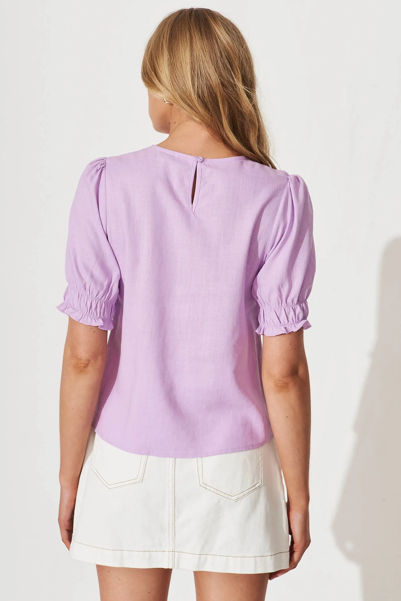 Melanie Top In Lilac Linen Blend sold by St Frock product image thumbnail 3