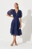 Junee Midi Dress In Navy Organza sold by St Frock