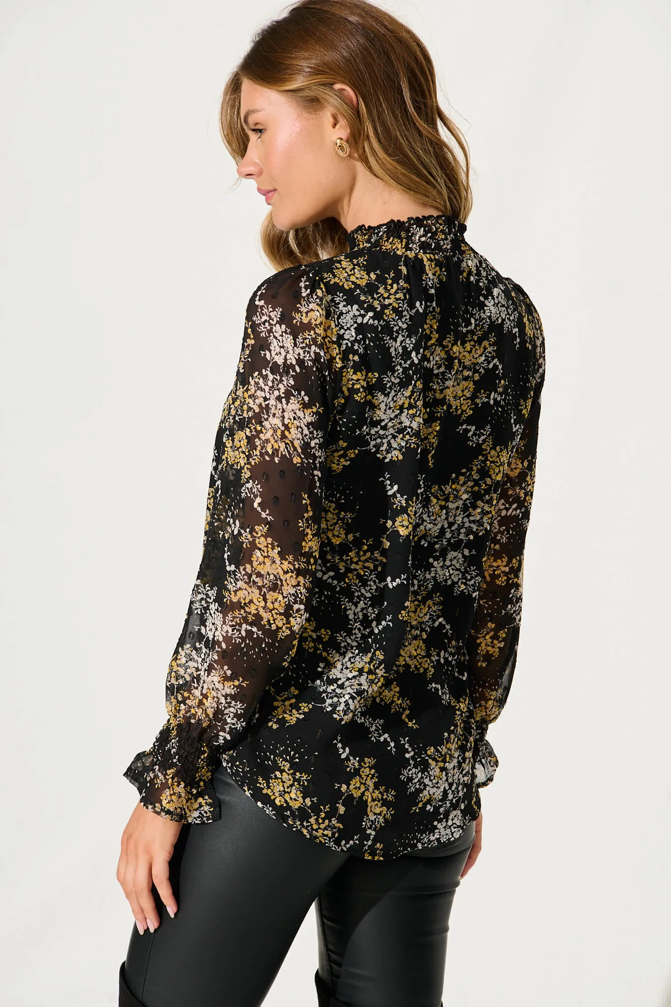 Lailani Top In Black With Mustard Print sold by St Frock product image thumbnail 3