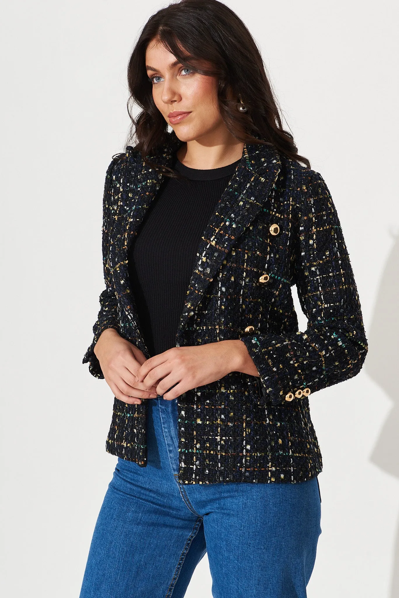 Botany Blazer In Navy Tweed sold by St Frock product image thumbnail 3