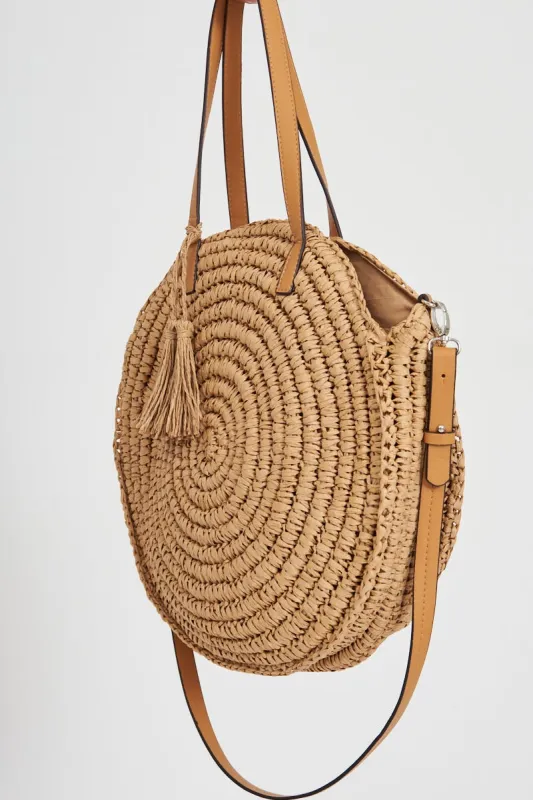 Josefa Straw Bag In Tan sold by St Frock