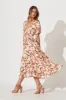 Julia Midi Dress In Brown With Cream Floral Print sold by St Frock