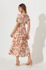 Julia Midi Dress In Brown With Cream Floral Print sold by St Frock