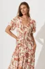 Julia Midi Dress In Brown With Cream Floral Print sold by St Frock