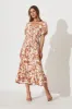 Julia Midi Dress In Brown With Cream Floral Print sold by St Frock