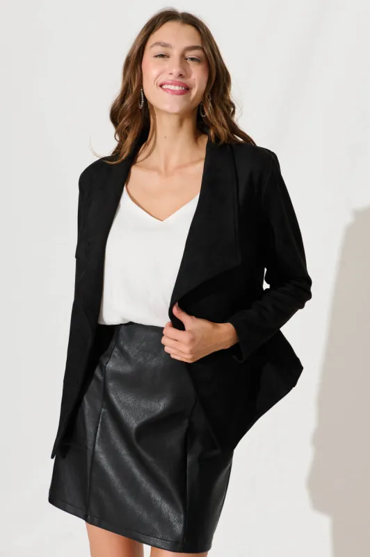 Inspired Jacket In Black Suedette sold by St Frock