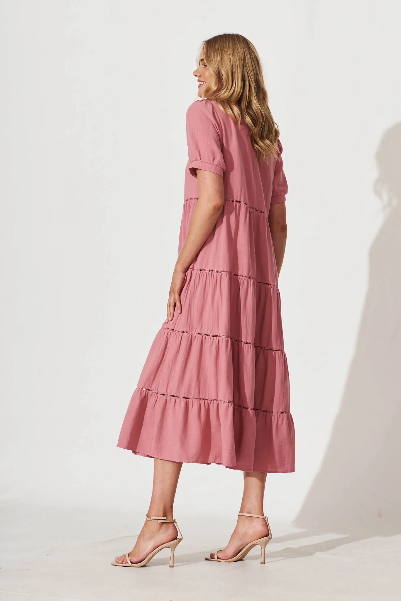 Shonda Midi Dress In Rose Linen Blend sold by St Frock product image thumbnail 3