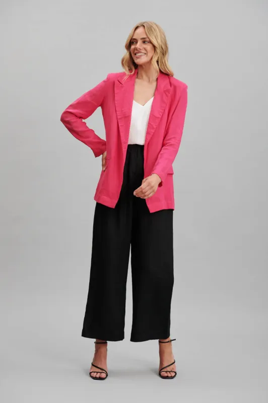 Belmore Blazer In Hot Pink Pure Linen sold by St Frock