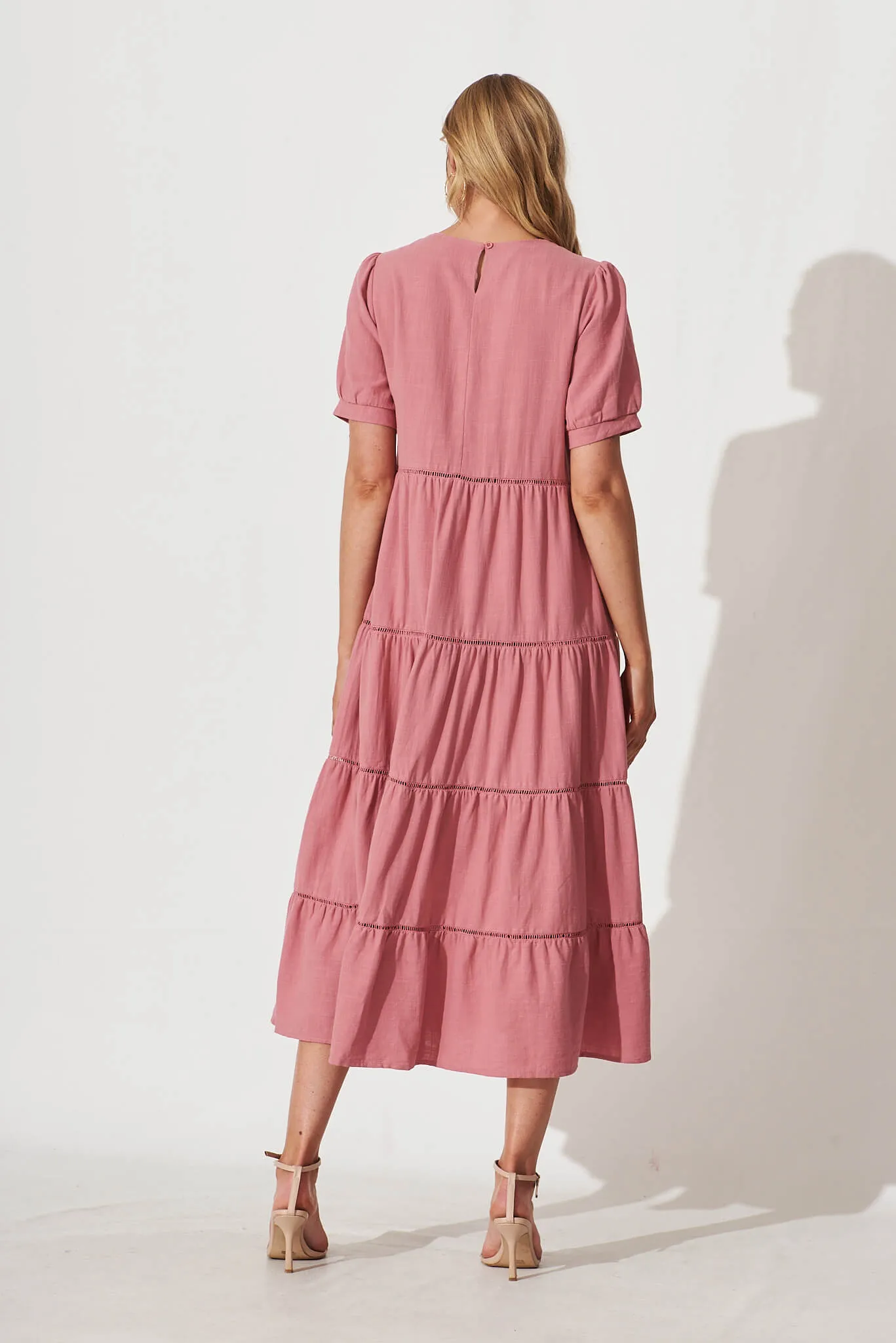 Shonda Midi Dress In Rose Linen Blend sold by St Frock product image thumbnail 4
