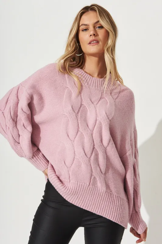 Sidney Cable Knit In Pink sold by St Frock