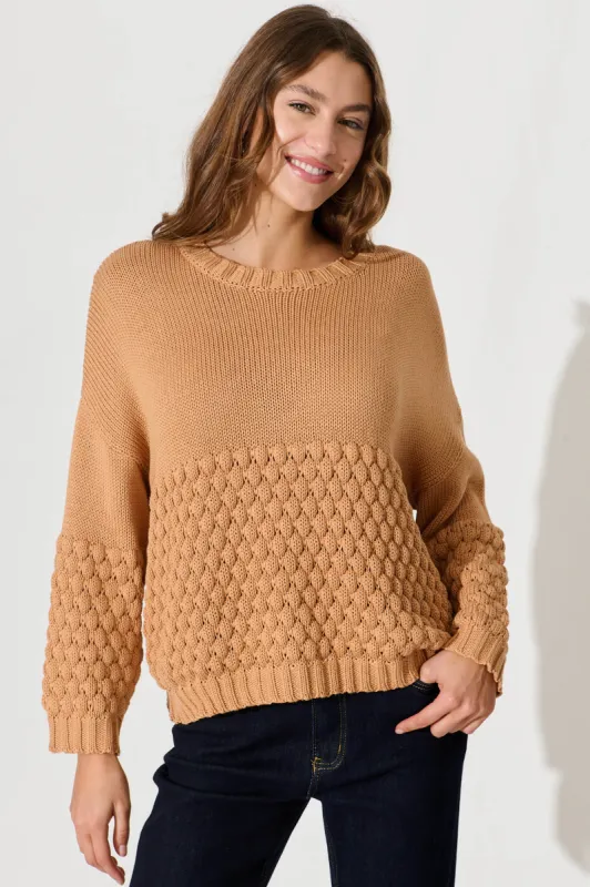 Amora Knit In Tan Wool Blend sold by St Frock