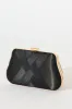 Evie Clutch Bag In Black Pleated Satin sold by St Frock