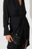 Evie Clutch Bag In Black Pleated Satin sold by St Frock