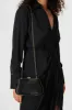 Evie Clutch Bag In Black Pleated Satin sold by St Frock