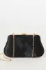 Evie Clutch Bag In Black Pleated Satin sold by St Frock