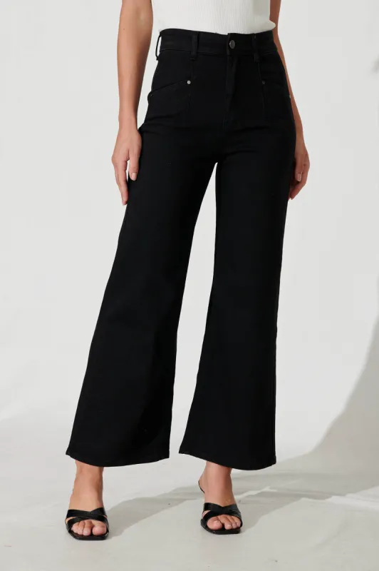 Margaret High Rise Wide Leg Jean In Black Denim sold by St Frock
