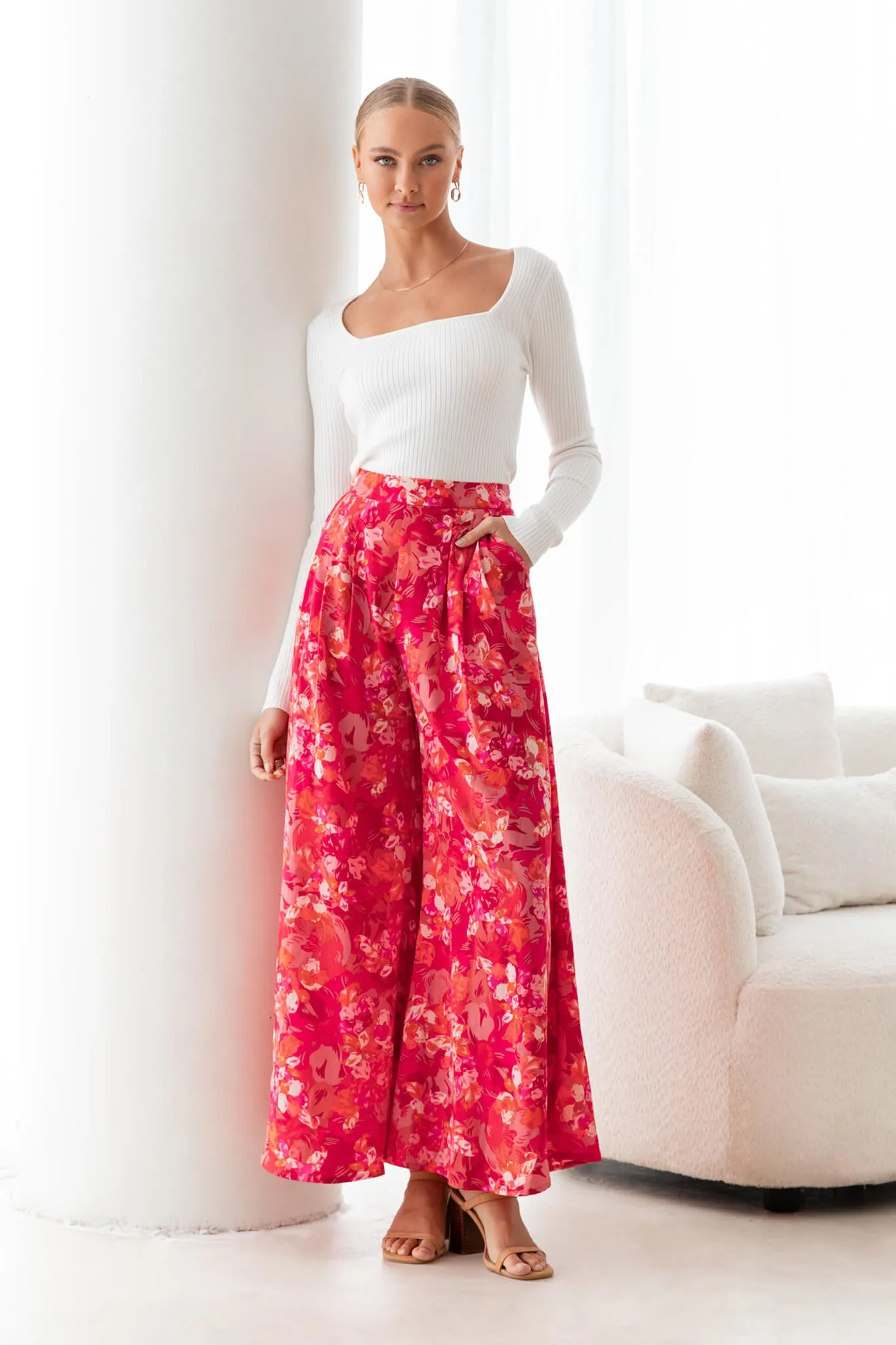 Carla Pant In Red Floral sold by St Frock