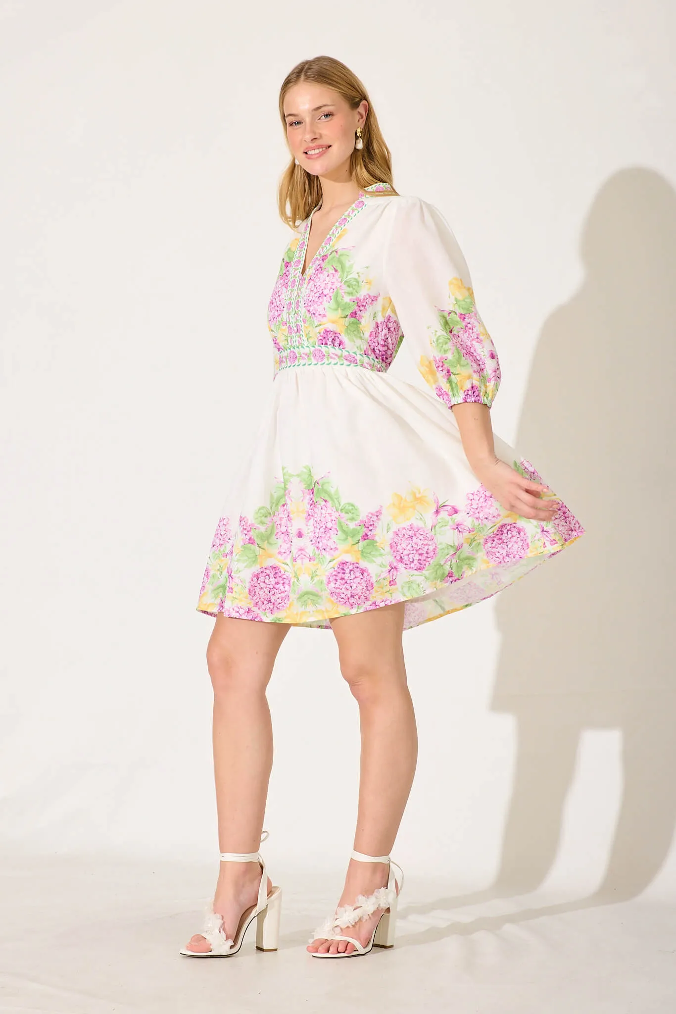 Sausalito Dress In Lilac Multi Floral Linen Blend sold by St Frock product image thumbnail 3