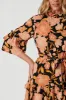 Cecile Dress In Black With Rust Floral sold by St Frock