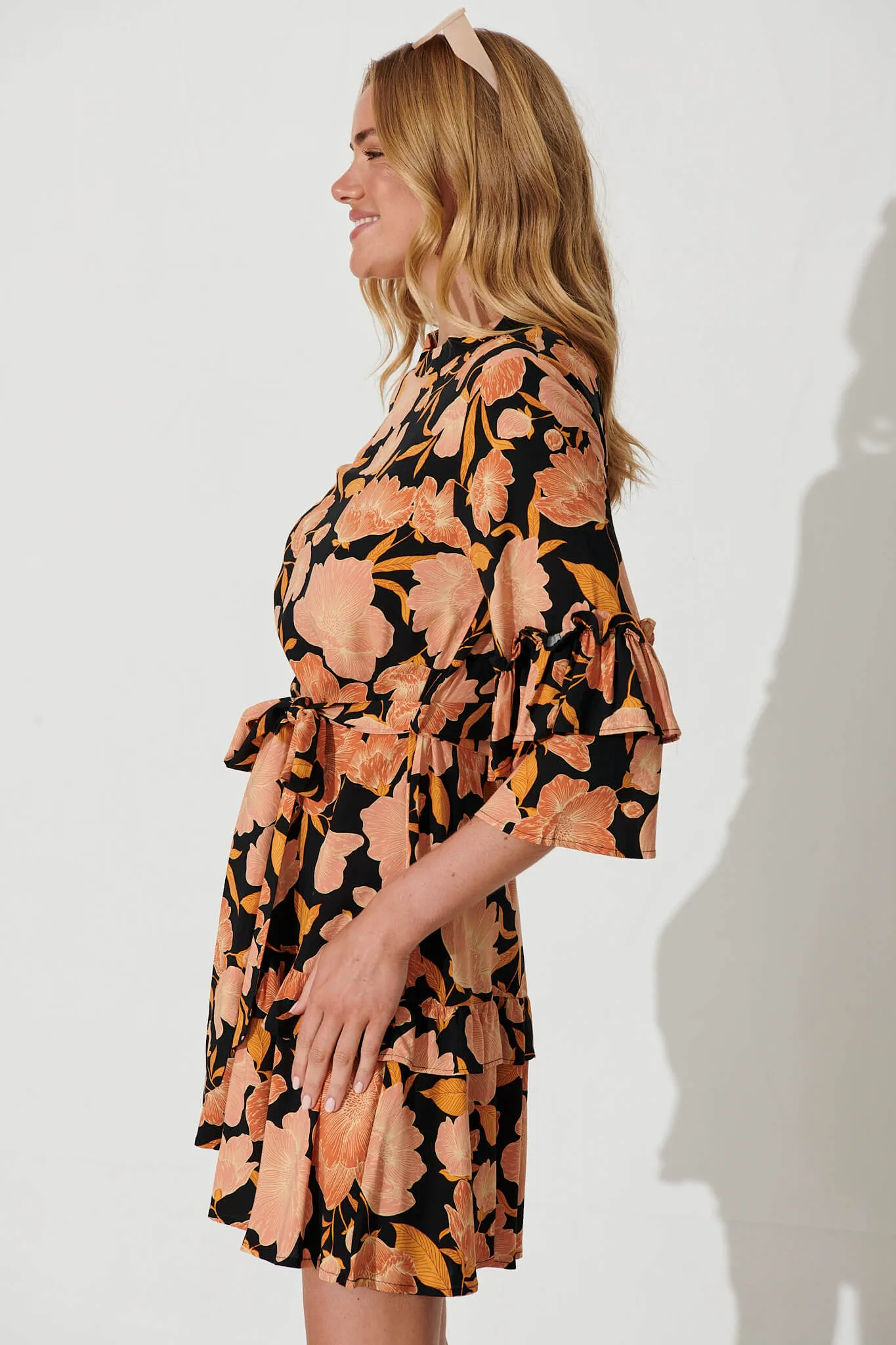 Cecile Dress In Black With Rust Floral sold by St Frock product image thumbnail 2