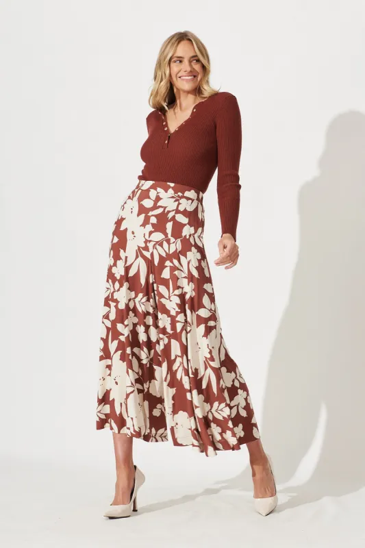 Sugary Pants In Rust Leaf Print sold by St Frock