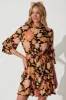 Cecile Dress In Black With Rust Floral sold by St Frock