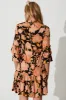 Cecile Dress In Black With Rust Floral sold by St Frock
