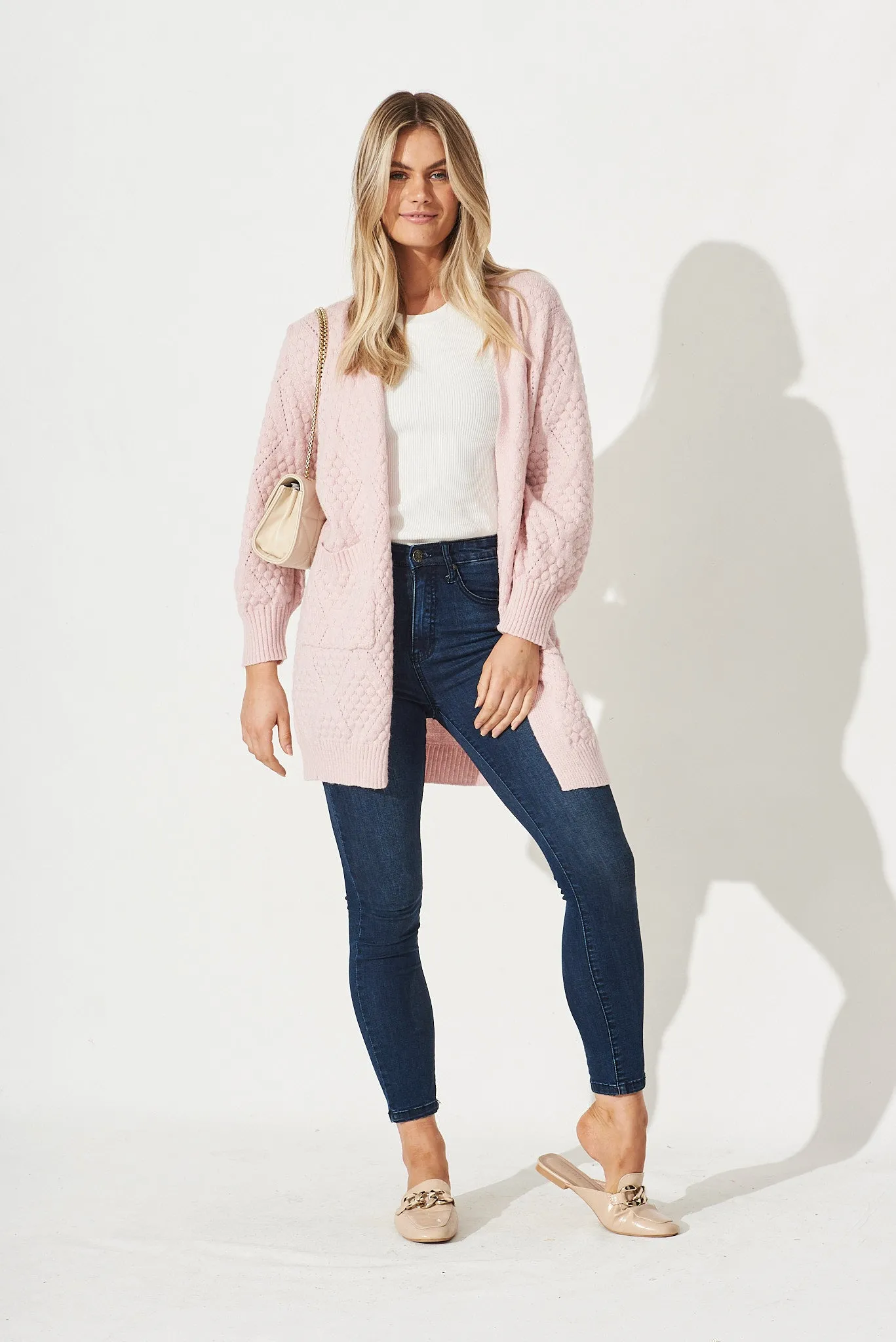 Eadie Knit Cardigan In Blush sold by St Frock product image thumbnail 3