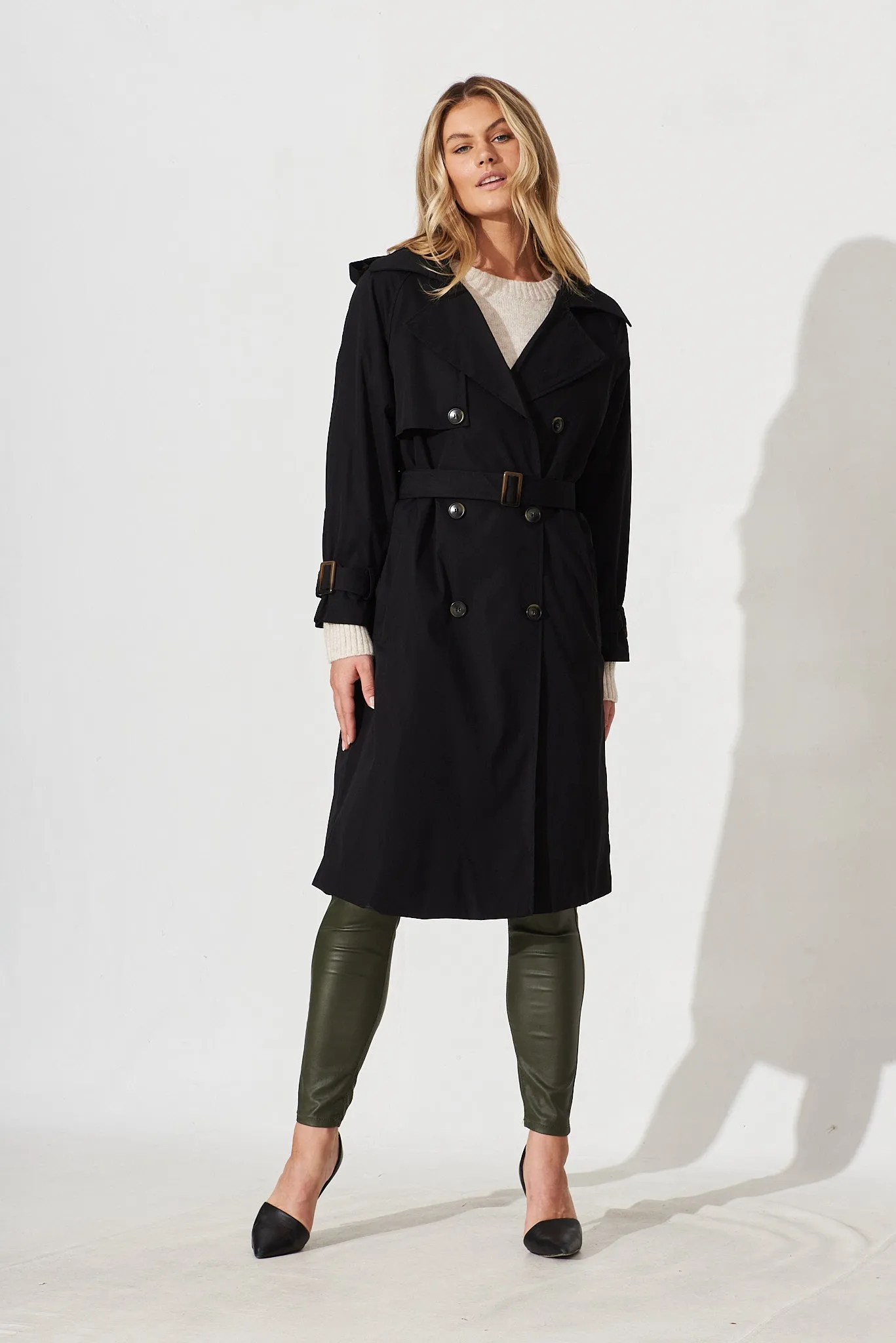 Trainor Trench Coat In Black sold by St Frock product image thumbnail 3