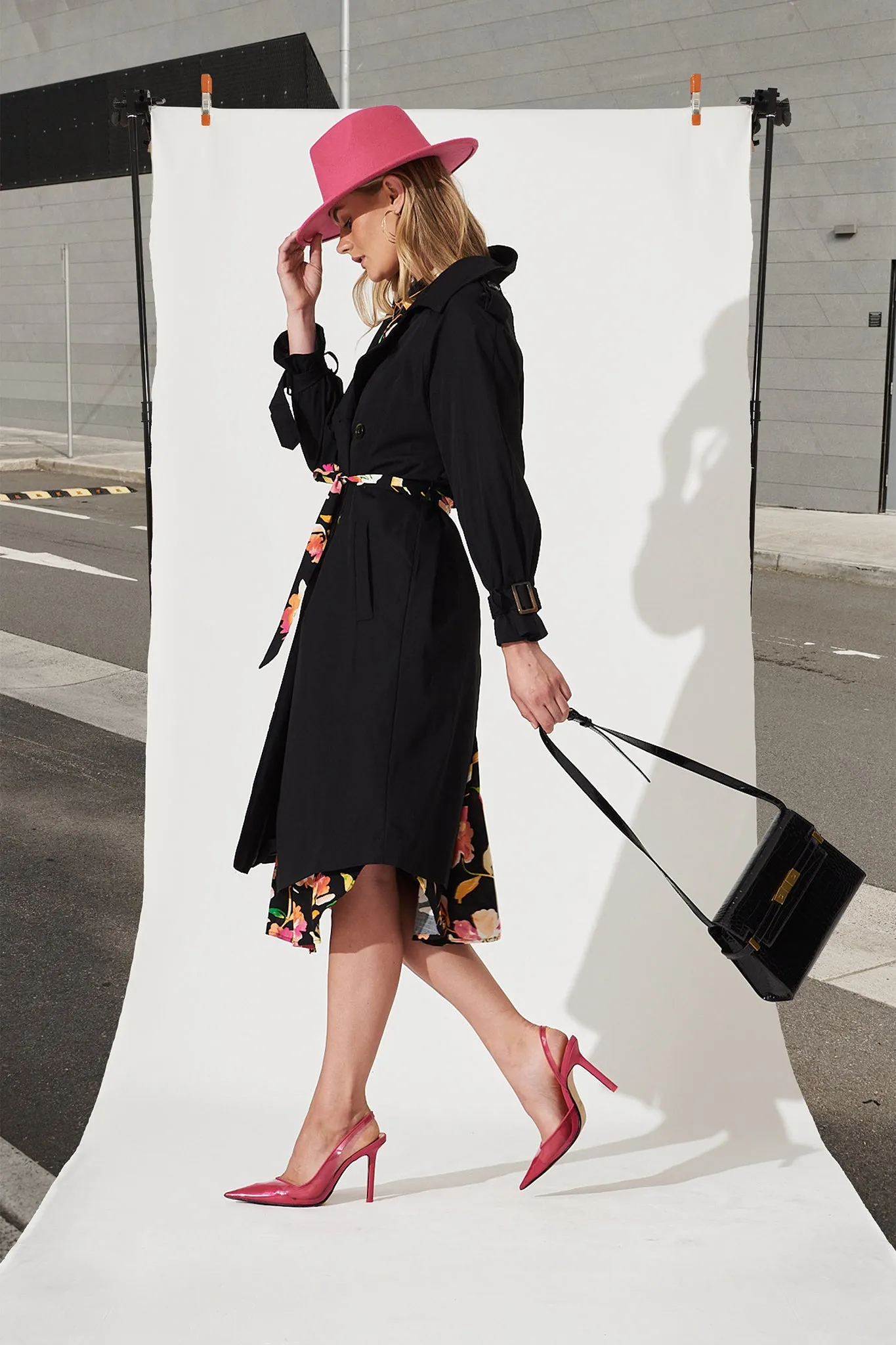 Trainor Trench Coat In Black sold by St Frock