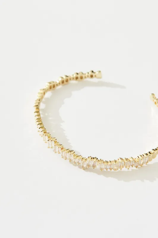 Eglisse Bangle In Gold With Diamante sold by St Frock